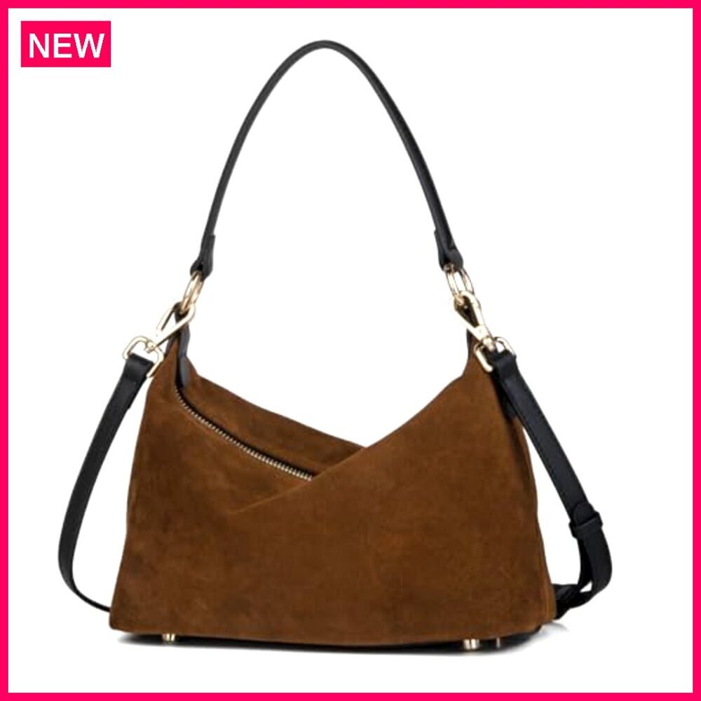 Slouchy Suede Hobo Bag with Shoulder Strap, 10.23" L Tote - Picture 3 of 8